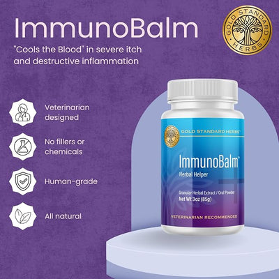 ImmunoBalm Itch and Inflammation Relief for Dogs by Gold Standard Herbs, All Natural Granular Herbal Powder (85 gram)