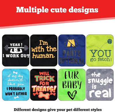 hoyuwak 8 Pieces Pet Shirts Funny Dog Printed Clothes Breathable Cool Puppy Sleeveless Vests for Summer