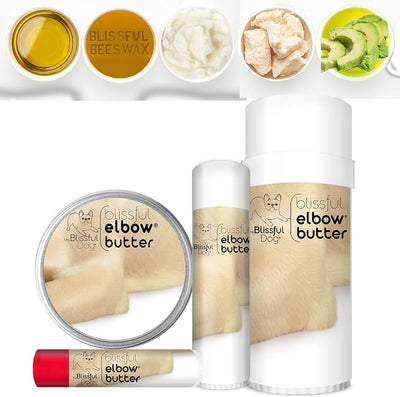 The Blissful Dog Elbow Butter for Dry, Cracked Calluses, Lick-Safe Dog Balm, Soothing Elbow Balm with Moisturizing Shea Butter, Almond, Olive, and Essential Oils, Pet Supplies, 2 oz. Tin