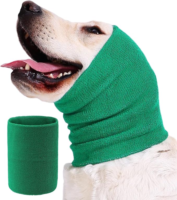 Dog Calming Band Cat and Dog Anxiety Relief Cover,Double Layer Thickened Pet Ears Elastic Neck Band Noise Cancelling Ear Muffs for Anxiety Relief/Noise Protection,Grooming,Thunder,Fireworks