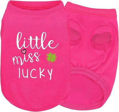 Pink Cotton Dog Shirt with 'Little Miss Lucky' Print, Soft & Breathable Pet Apparel for Small to Large Dogs, All-Season Sleeveless Vest, Cute and Comfortable Dog Outfit.Pink Four-Leaf Clover 4XL