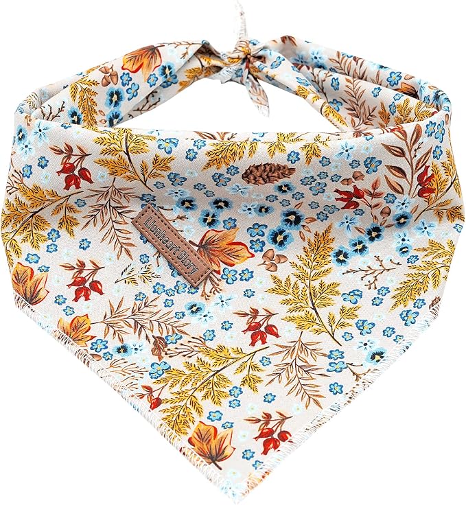 Lionheart Glory Maple Leaf Bandana 1 Pack Washable Soft Scarf, Square Adjustable for Girl or Boy, Medium Large Dogs