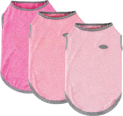 3 Pack Lightweight Sun Protection Dog Shirt Breathable Sleeveless Dog T Shirts Extra Soft Top Tank Dog Clothes for Outdoor Activities (Light Pink + Rose Pink + Peach Pink, Large)