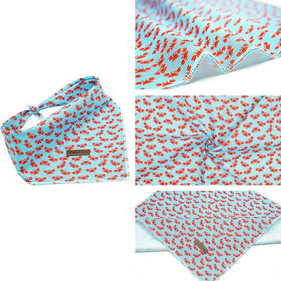Lionheart Glory Blue Stripe Bandana 1 Pack - Washable Soft Scarf, Square Adjustable for Small Medium Dogs