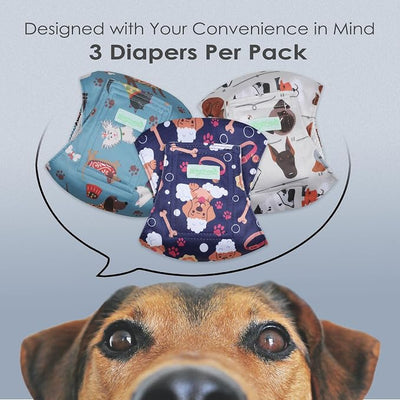 wegreeco Washable Male Dog Belly Band (Stylish Pattern)- Pack of 3 - Washable Male Dog Belly Wrap, Dog Diapers Male (Lovely Dogs, Large)