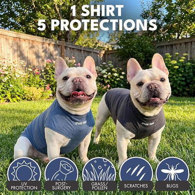Spark Paws Sunblock Dog T-Shirt, SPF30 Protection, Lightweight Breathable Quick Dry for Dogs with Sensitive Skin - Navy Blue & Dark Grey (Set of 2) - Size 4XL