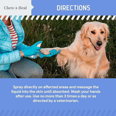 Chew + Heal Labs Advanced Hot Spot Treatment Spray for Dogs - 4 oz Medicated Dog Paw Spray for Hotspots - Good for All Breeds - Made in the USA