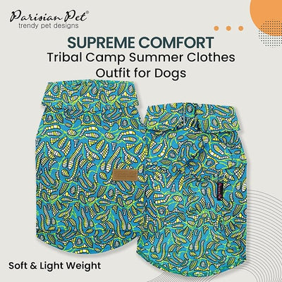 Parisian Pet Tribal Leaves Dog Shirt - Cotton Clothes for Large Dogs - Stylish Tropical Dog Outfit - Lightweight and Soft Puppy Clothes - Trendy Tshirts for Dogs - Comfortable Summer Camp Pet Apparel