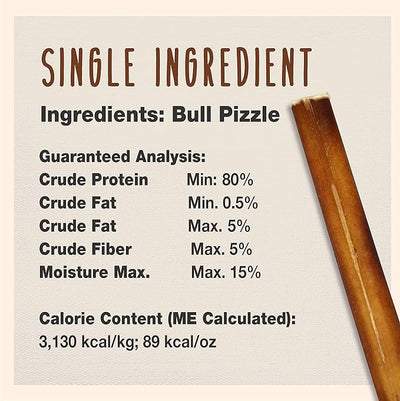 Cadet Bully Sticks for Small Dogs, All-Natural Beef Pizzle, Long-Lasting Rawhide Free Dog Treats for Aggressive Chewers, 4 Count