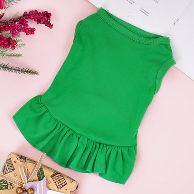 Dog Dresses Cat Skirt Solid Color Dog Clothes Summer Sleeveless Puppy Girl Clothes for Small Pet Dogs Cats (Dark Green, Medium)