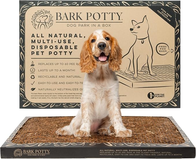Bark Potty Litter Box for Dogs, Large Size - Long-Lasting Pee Pads for Dogs - Leak Resistant Bark Box Grass Potty Training Replacement - Easy Use Bark Patch - Disposable Indoor Dog Potty Litter Box