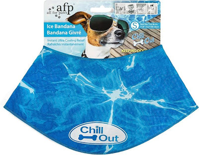ALL FOR PAWS Dog Cooling Bandana, Cooling Bandanas for Medium Dogs, Dog Cooling Neck Wrap, Cooling Scarf for Dogs, Blue Ice Dog Neck Cooler for Summer (S)