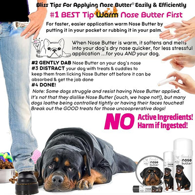 The Blissful Dog Rottweiler Nose Butter for Dry, Cracked Skin, Lick-Safe Dog Nose Balm with Moisturizing Shea Butter, Almond, Olive, and Essential Oils, Pet Supplies, Uncented, 8 oz.
