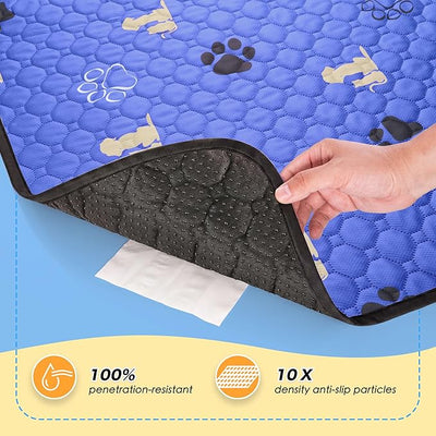 WanpeeGoo Washable Pee Pads, Puppy Pee Pad for Dogs, 1 Pack Absorbent Reusable Training Dog Pads Pet Puppy Pads, Non-Slip Potty Pads for Whelping, Playpen, Crate, Bed, Blue 63"x63"