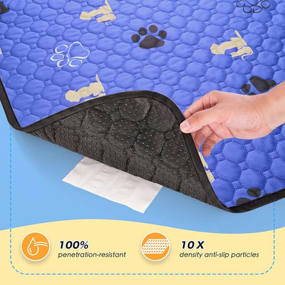 WanpeeGoo Washable Pee Pads for Dogs, 1 Pack Absorbent Reusable Training Dog Pads Pet Puppy Pads, Non-Slip Potty Pads for Whelping, Playpen, Crate, Bed, Blue, 72"x72"