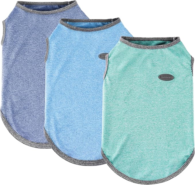 3 Pack Lightweight Sun Protection Dog Shirt Breathable Sleeveless Dog T Shirts Extra Soft Top Tank Dog Clothes for Outdoor Activities (Navy Blue + Light Blue + Sky Blue, XX-Large)