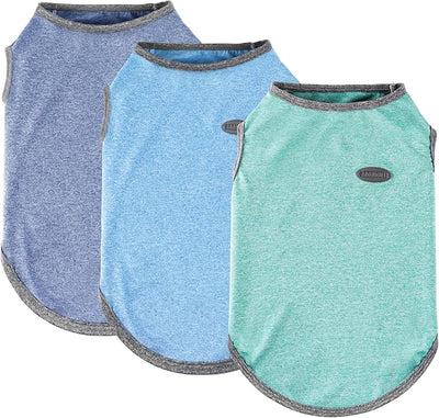 3 Pack Lightweight Sun Protection Dog Shirt Breathable Sleeveless Dog T Shirts Extra Soft Top Tank Dog Clothes for Outdoor Activities (Navy Blue + Light Blue + Sky Blue, XX-Large)