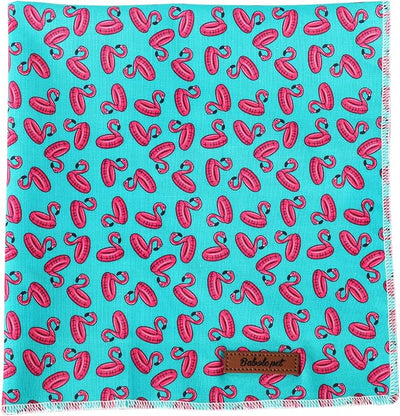 Summer Dog Bandanas Boy Turquoise Flamingo Cotton Washable Comfortable Triangle Dog Scarf Adjustable Pet Bib Kerchief for Small Medium Large Dogs S