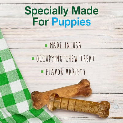 Nylabone Healthy Edibles Natural Puppy Chews Long Lasting Treats for Puppies, Roast Beef/Apple/Bacon Dog Treats, X-Small/Petite (3 Count)