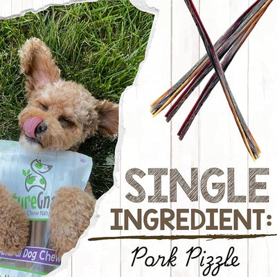 Nature Gnaws Extra Thin Pork Bully Sticks for Small Dogs 5-6" (50 Count) - Long Lasting for Light Chewers and Puppies - Natural Bacon Dog Chew Treats