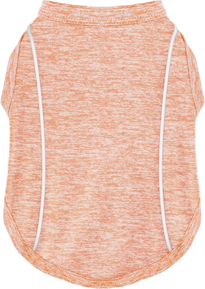 Stay Safe at Night: Stylish Reflective Strip Dog Shirt & Tank Top - Soft, Breathable Clothes with Sun Protection, Quick Dry, Stretchy, Lightweight for Small to Large Dogs Orange S