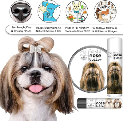 The Blissful Dog Shih Tzu Nose Butter for Dry, Cracked Skin, Lick-Safe Dog Nose Balm with Moisturizing Shea Butter, Almond, Olive, and Essential Oils, Pet Supplies, Uncented, 1 oz.