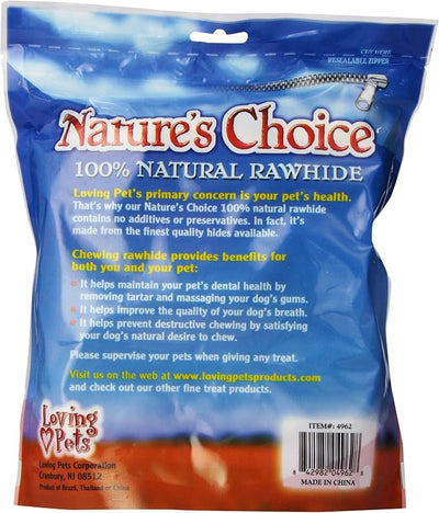 Loving Pets Nature's Choice - White Knotted Rawhide Bones for Dogs, 6-7" Bones (for Dogs 20-65 lbs)