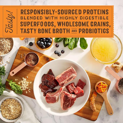 Stella & Chewy's SuperBlends Raw Coated Wholesome Grains Grass-Fed Beef, Beef Liver & Lamb Recipe with Superfoods, 3.5 lb. Bag