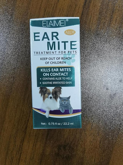 Ear Mite Treatment for Dogs & Cats, Advanced Formula Dog Ear Infection Treatment for Pet Ear Odours Stinky Stuff for Dogs Ears, Ear Cleaner Wash for Dog - 0.75 fl oz / 22ml