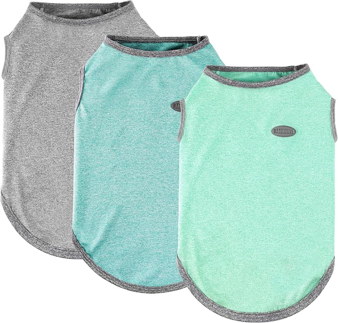 3 Pack Lightweight Sun Protection Dog Shirt Breathable Sleeveless Dog T Shirts Extra Soft Top Tank Dog Clothes for Outdoor Activities (Dark Gray + Light Green + Mint Green, Small)