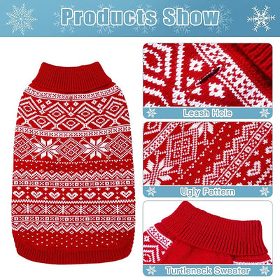 HOMIMP Dog Sweater Argyle - Warm Winter Clothes, Soft Coat for Small Medium and Large Dogs, Ugly Pet Clothing for Boy Girl Puppy