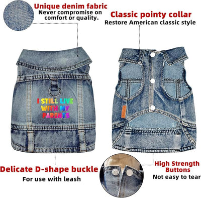 Small Dog Jean Jacket,Denim Pet Coat,Puppy Clothes Apparel(XX-Large) | Washed Classic Vest Overalls,Blue Breathable Outfit,Cat Costumes