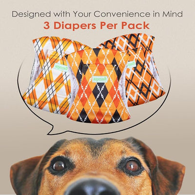wegreeco Washable Male Dog Belly Band (Stylish Pattern)- Pack of 3 - Washable Male Dog Belly Wrap, Dog Diapers Male (Yellow Geometric, Small)