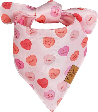 Remy+Roo Dog Bandanas - 2 Pack | Valentine's Day Sweetheart Dog Bandanas Set | Premium Durable Fabric | Patented Shape Bandanas for Dogs (Sweetheart, Small)