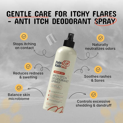 Pets are Kids Dog Deodorant Spray, Soothing Anti Itch Spray for Dogs & Cats with Natural Aloe Baking Soda, Immediate Relief for Itchy Skin Paws, Dog Perfume Pet Relief Hypoallergenic, Oatmeal 8oz