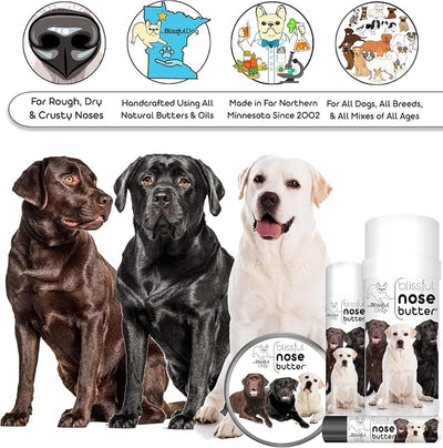 The Blissful Dog Labrador Retriever Nose Butter for Dry, Cracked Skin, Lick-Safe Dog Nose Balm with Moisturizing Shea Butter, Almond, Olive, and Essential Oils, Pet Supplies, Uncented, 0.50 oz.