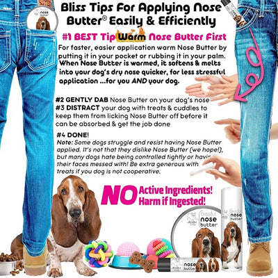 The Blissful Dog Basset Hound Nose Butter for Dry, Cracked Skin, Lick-Safe Dog Nose Balm with Moisturizing Shea Butter, Almond, Olive, and Essential Oils, Pet Supplies, Uncented, 8 oz.