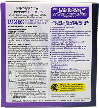 Provecta® Advanced for Large Dogs (21–55 lbs) Flea and Tick Topical Treatment, 4-Month Supply