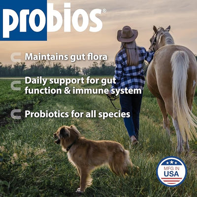 Probios Digestive Support Probiotic for Dogs, Horses, Cats, Gut Health Powder for All Species, Daily Supplement for Digestion Immune Support, 5 lbs