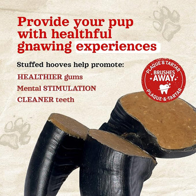 Natural Farm Bacon & Cheese Flavor Filled Cow Hooves for Dogs (4-Pack), Long-Lasting Natural Hoof Beef Bone Treats, Best for Small, Medium & Large Dogs