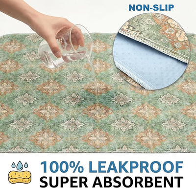 Washable Guinea Pig Pee Pads,Absorbent Reusable Guinea Pig Cage Liners,Waterproof,Leak-Proof & Non-Slip Potty Pads for Small Animals Rabbit Hamster Rat.(Green Floral Flat,24"x48")