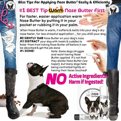 The Blissful Dog Boston Terrier Nose Butter, Versatile Dog Nose Balm for Dry Nose, Handcrafted Nose Moisturizer, Easy-to-Apply Dog Essentials, Unscented, 16 oz.