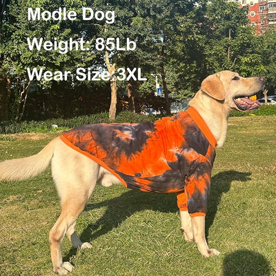Dog Cotton Colorful Black Orange T-Shirts Soft and Stretchy Dog Shirt Pajamas Pets Clothes for Large Dogs(Large Black)