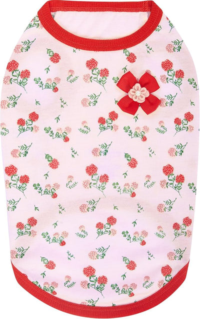 Blueberry Pet Pack of 2 Soft Spring Hope Floral Dog Clothes - Cotton Blend Dog Accessories for Small Dogs - Comfy Sweater Vest & Pajamas - Machine Washable Dog Shirt - Back Length 10 Inch