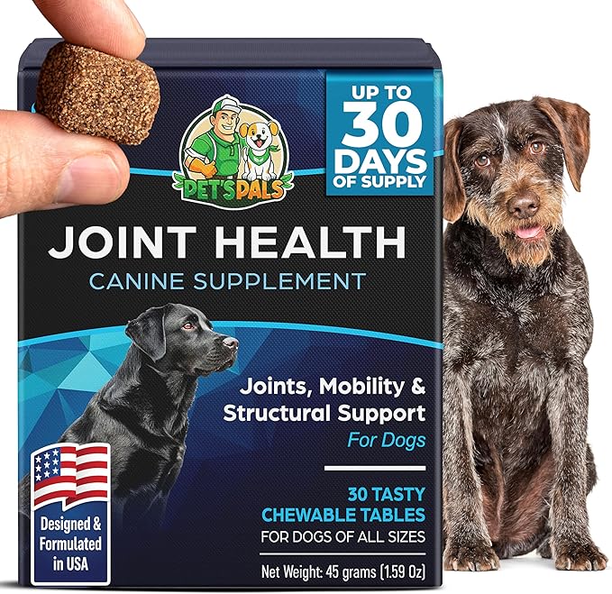PET'S PALS Dogs Joint Health Supplement - Glucosamine, Chondroitin & MSM - Supports Healthy Joints - Chewable Tablets for Dogs - 30 Soft Chews