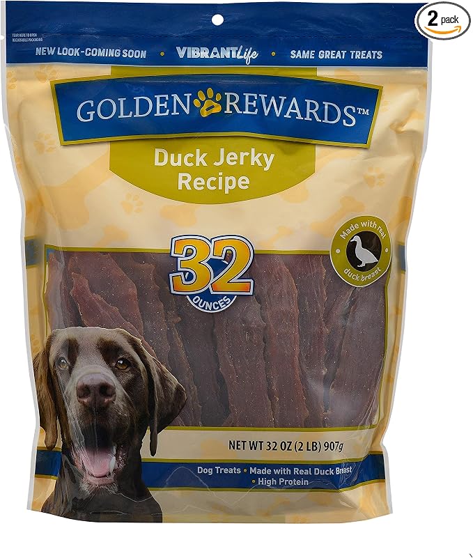 Alitaver Pack of 2 - Golden Rewards Duck Jerky Dog Treats, 32 oz