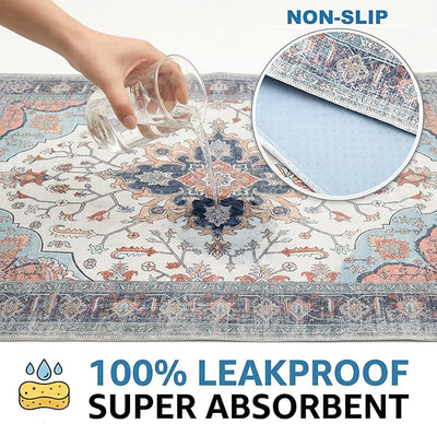 Washable Pee Pads for Dogs,Great Urine Absorbent Reusable Puppy Training Pads,Waterproof,Leak-Proof & Non-Slip Potty Pads for Whelping,Crate,Playpen,Bed.(Blue Floral,36"x72")