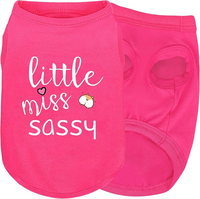 Pink Cotton Dog Shirt with 'Little Miss Sassy' Corgi Butt Print, Soft & Breathable Pet Apparel for Small to Large Dogs, All-Season Sleeveless Vest, Cute and Comfortable Dog Outfit.XS