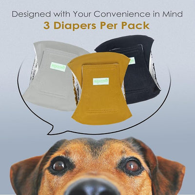 wegreeco Washable Dog Diapers - Washable Male Dog Belly Wrap - Pack of 3- (Gold,Black,Grey,Medium)