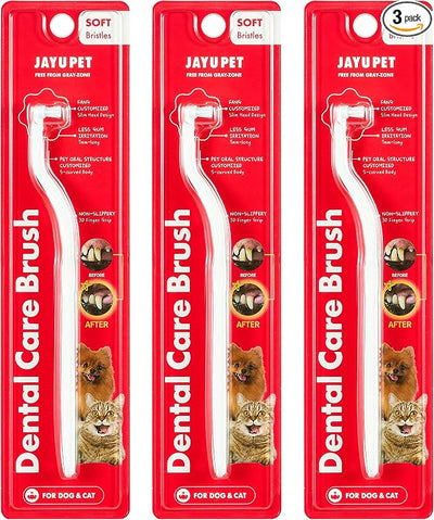 JAYU PET Dental Care Brush, Soft Bristles, 3ea | Dog Toothbrush, Cat Toothbrush, For Kitten and Small Dogs, Removes Old Plaque and Tartar, Easy Cleaning